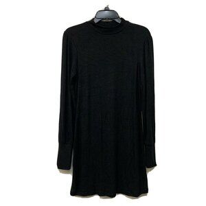 Abound Womens Black Mock Neck Long Sleeve A-Line Dress